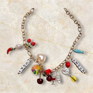 Charming Gold Multi-Color Charm Necklace